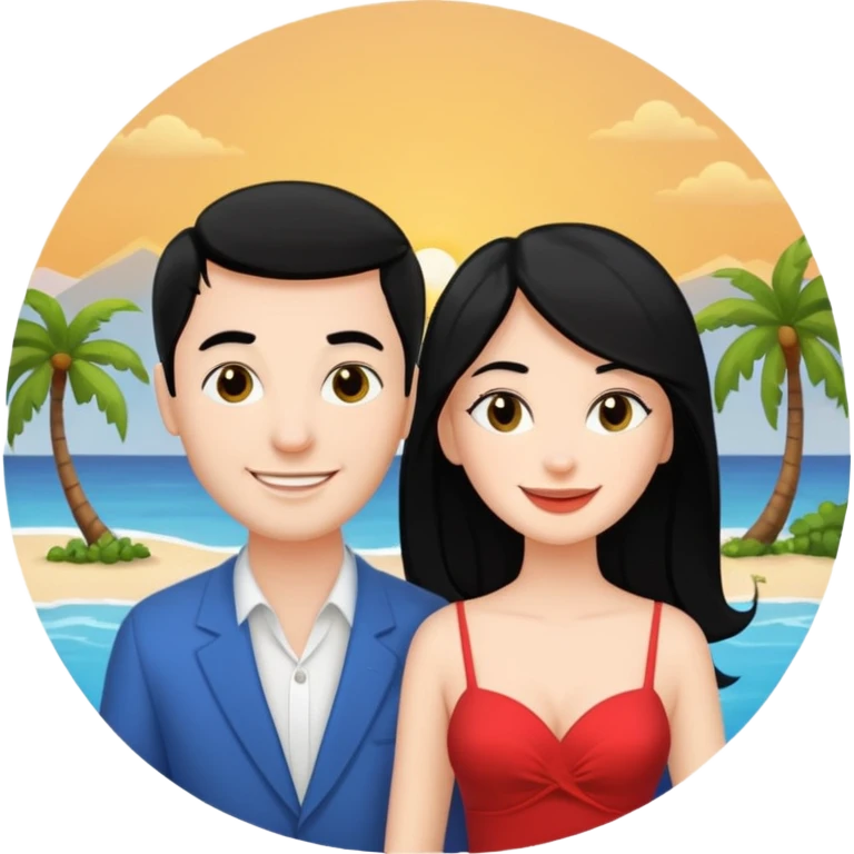 A white woman and man on their honeymoon (black hair) emoji