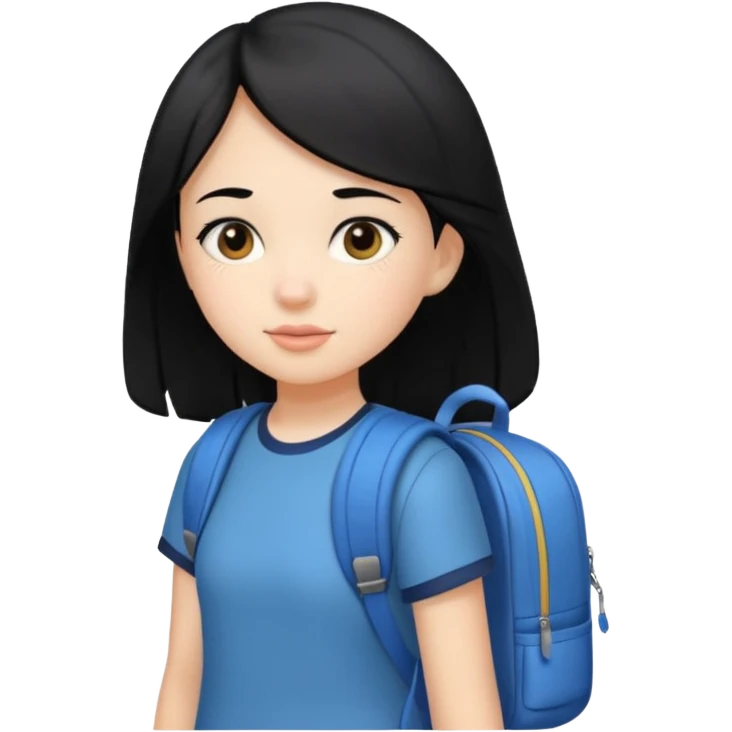 girl with black hair arriving to school on time emoji