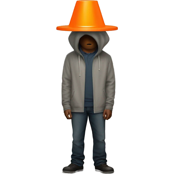 Orange traffic cone on a guy who hide his eyes emoji