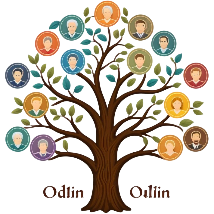 created an intricate but manly looking family genealogy logo including the names of  Odlin and Genealogy while using multiple colors in the logo emoji