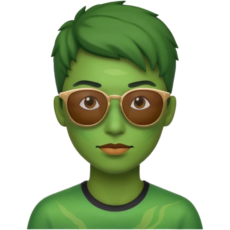 green lubricator and wearing sunglasses emoji