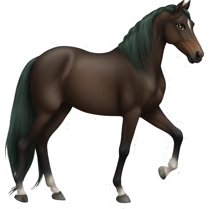 Dark brown arabian horse with brown haired green eyed girl emoji