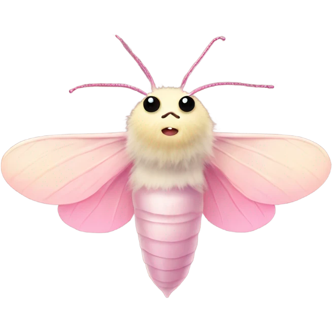 Fluffy Rosy maple moth no mouth emoji