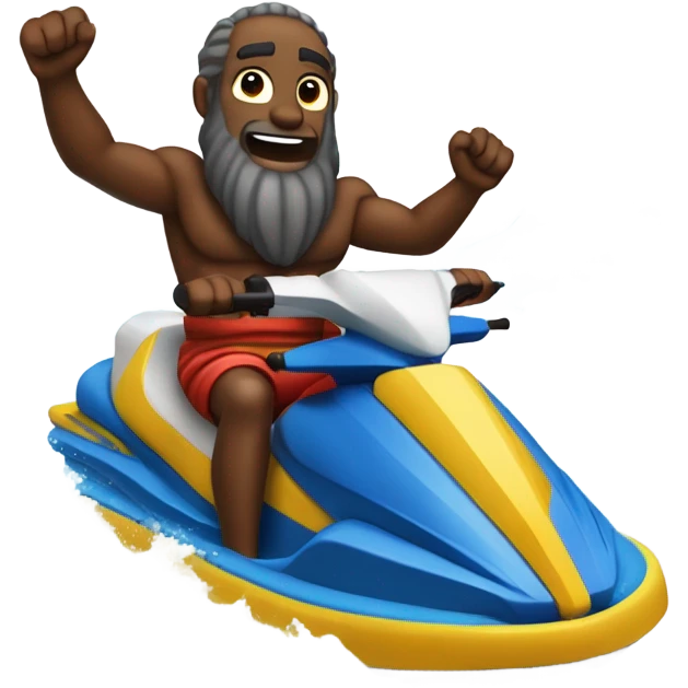 Moses on a jet ski in the middle of the parted Red Sea emoji