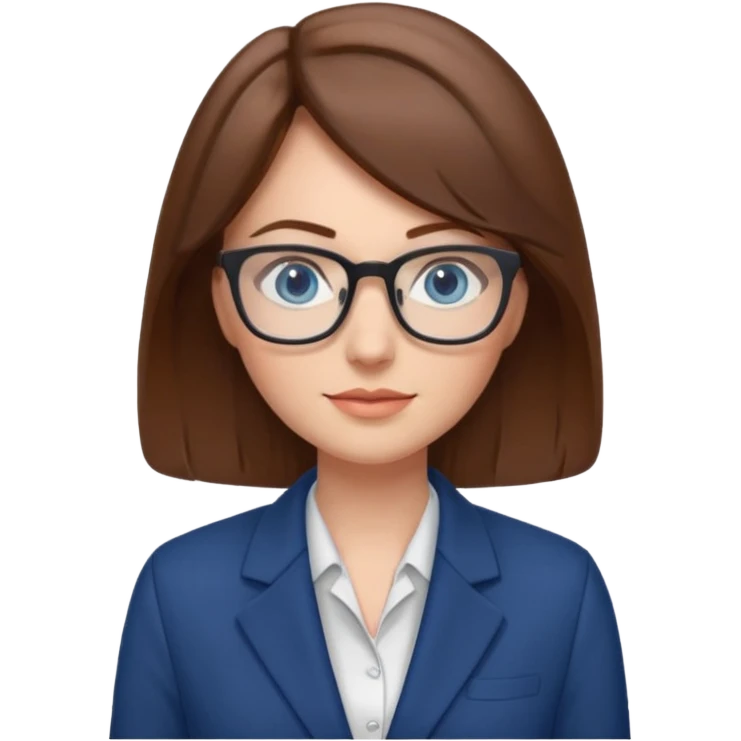 brown hair blue eyes glasses teacher female emoji