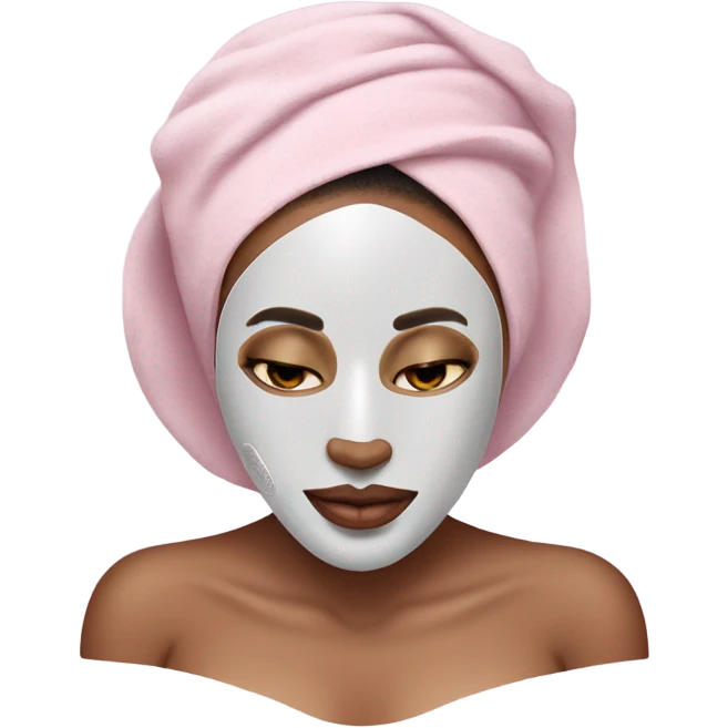 Lady with light pueple face mask spa beauty full face relaxing emoji