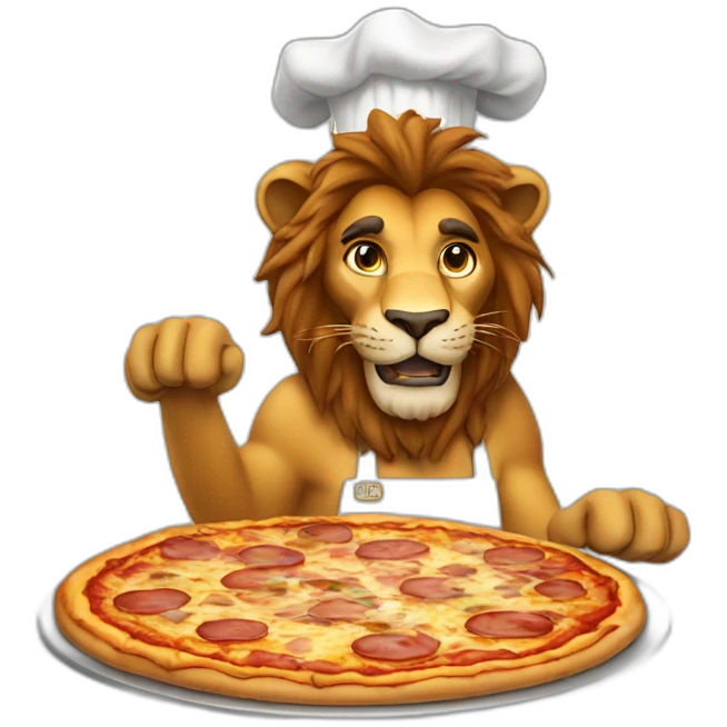 lion cook pizza emoji