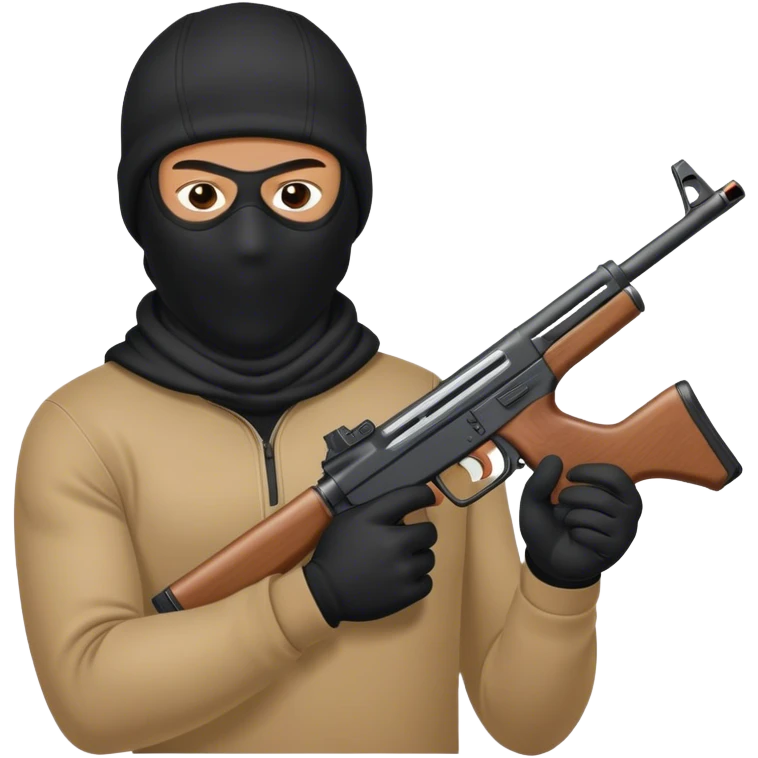 Guy with a ski mask and a gun emoji