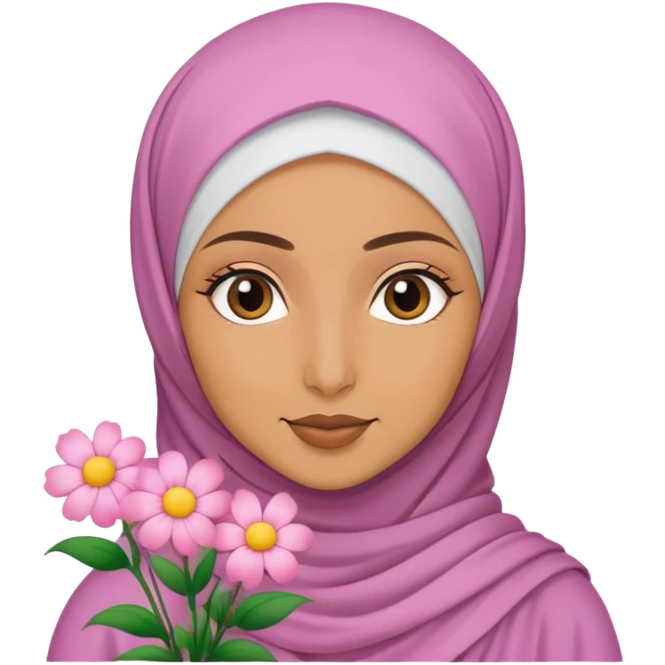 hijabi girl with flowers emoji