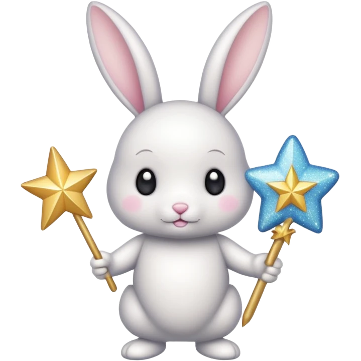 White Fairy glitter bunny with wand  emoji
