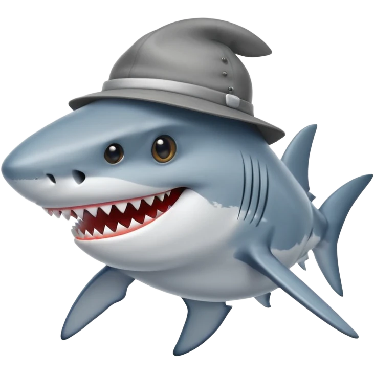 Shark wearing a hat emoji