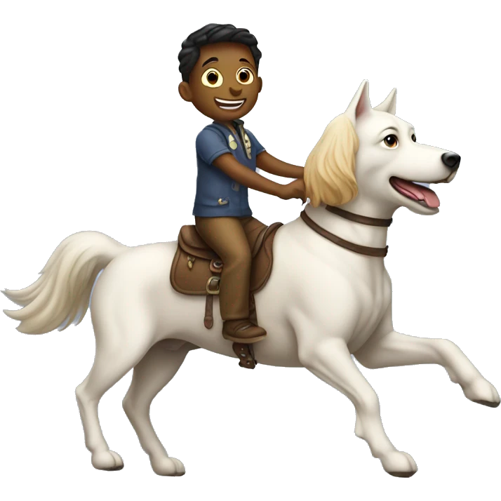 childing riding a dog like it's a horse emoji