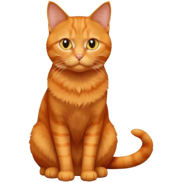 full body solid orange domestic shorthair slim cat with yellow/orange eyes sitting emoji