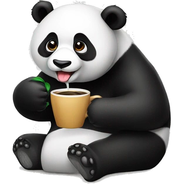 Panda drinking coffee emoji