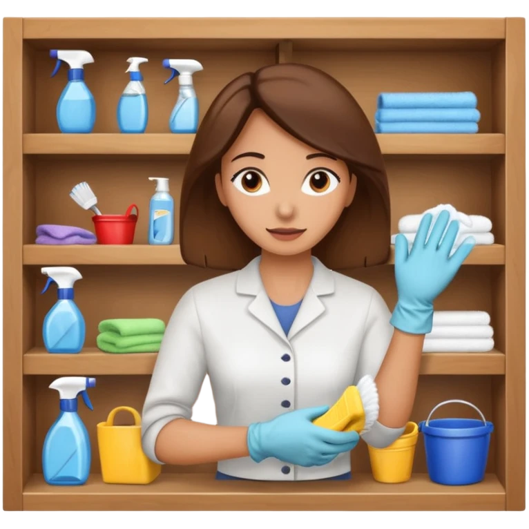 woman anxious cleaning a shelf emoji