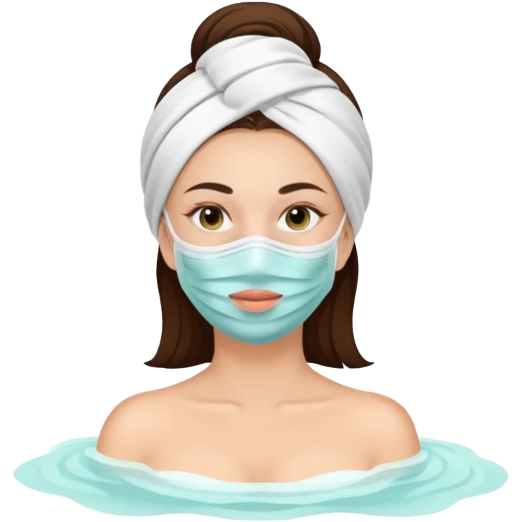 Lady with face mask spa beauty full face relaxing emoji