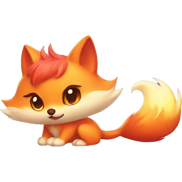 fantasy fire fox cute kawaii in love emoji