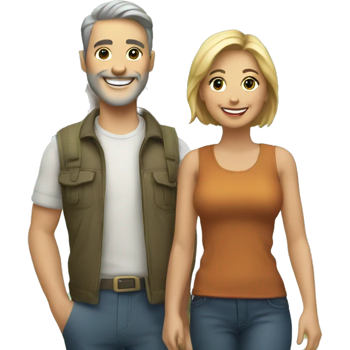 smiling couple outdoors by tree emoji