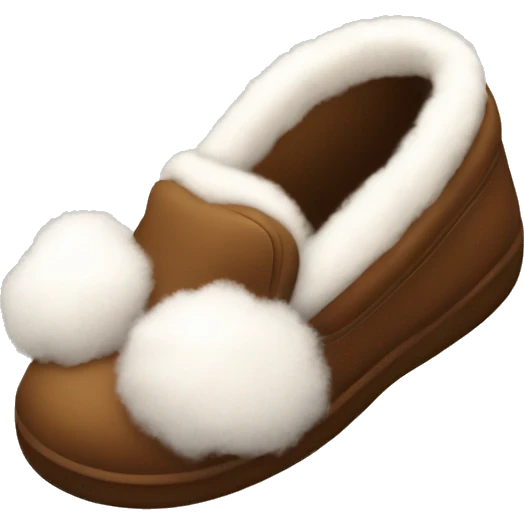winter slippers brown with fluff around them emoji