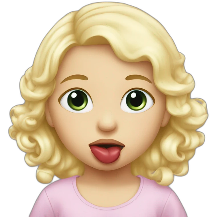 White blonde baby girl sucking pacifier emoji