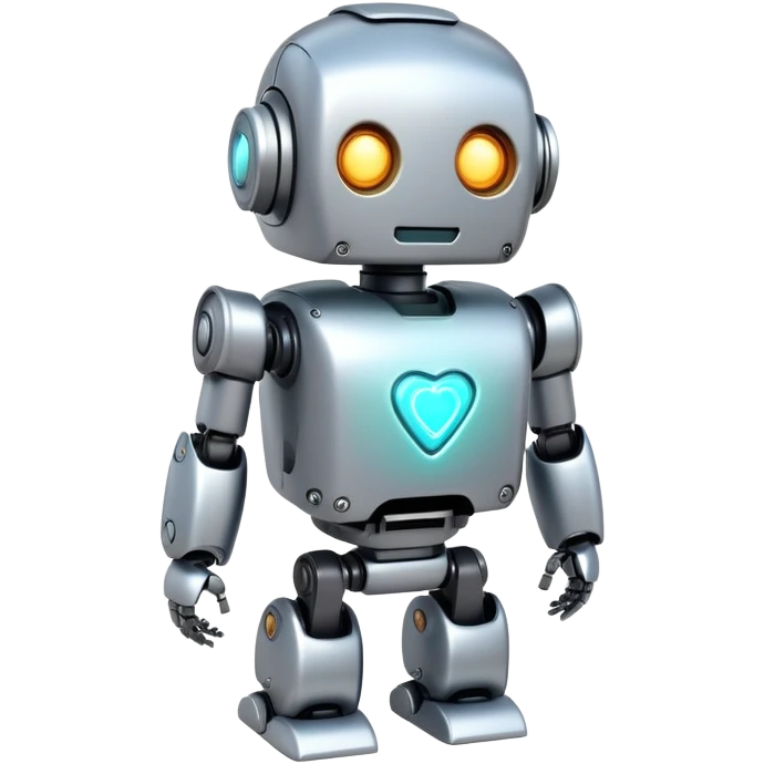 Cute robot character with an AI chip embedded in its chest emoji