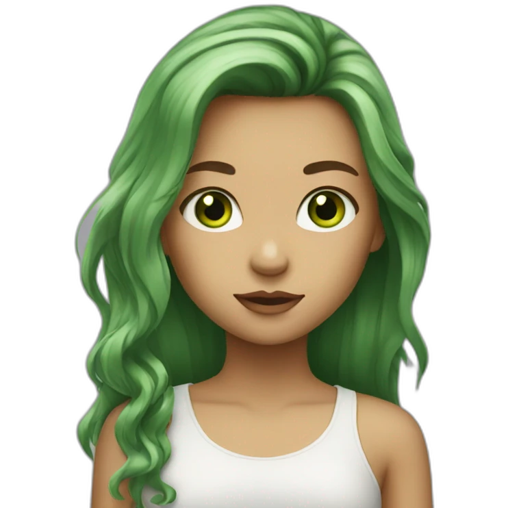girl with green eyes and long brouwn hair emoji