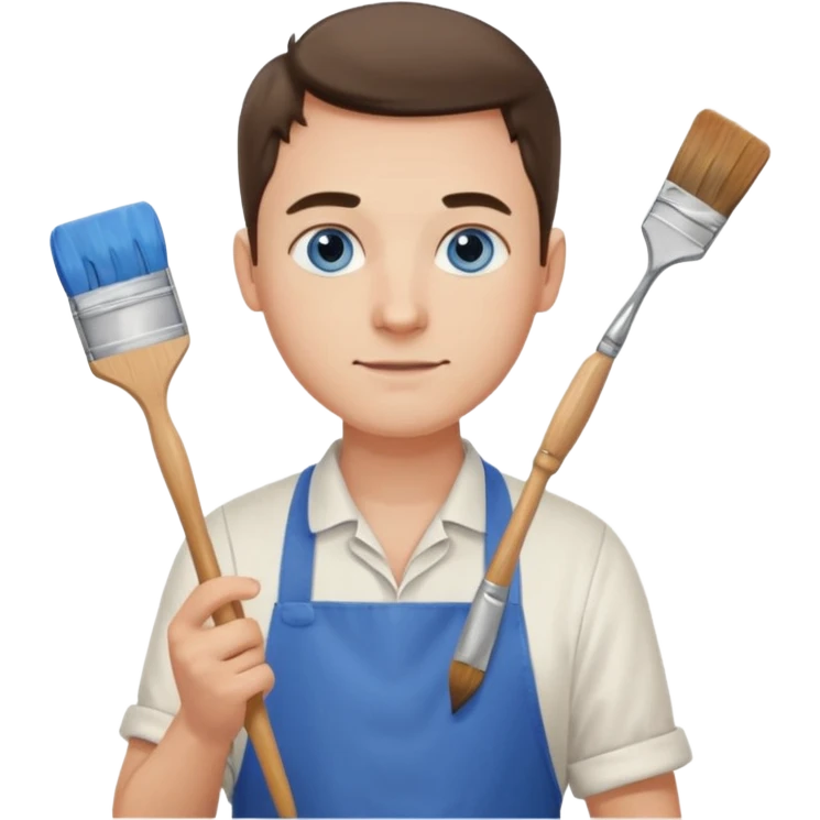 hold men blue eyes, apron painting emoji