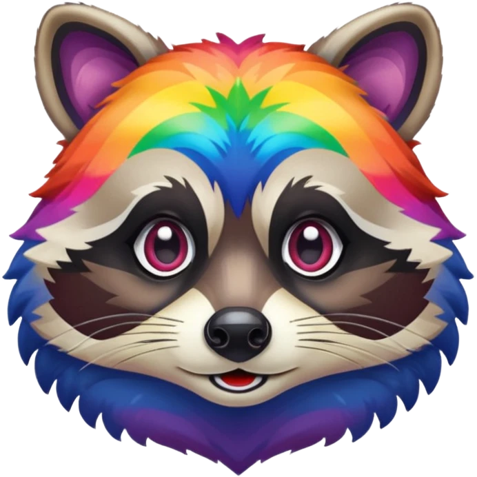 Rainbow racoon face emoji