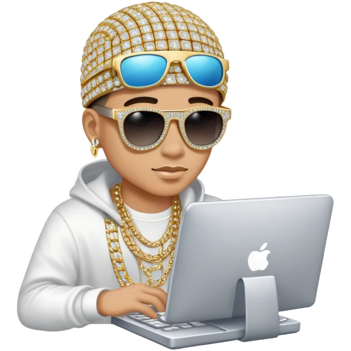 hip hop programmer with bling, sunglasses and computer emoji