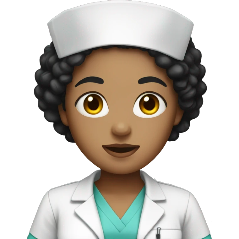 nurse with mask with short black curly hair and light skin emoji