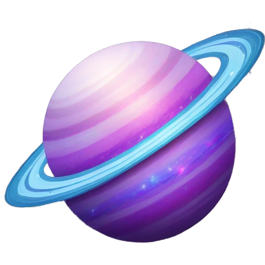 sparkly glittery blue purple and pink glitter planet with white saturn ring emoji