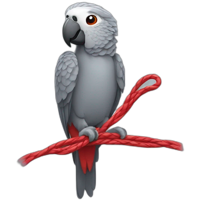 gray parrot with red break eating cable emoji