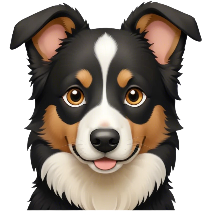 Border collie German Shepherd mix, pure black with small white spot on nose emoji