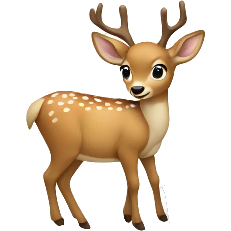 A deer with a blue bow eating food emoji
