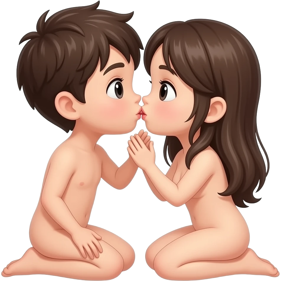 Naked kid boy and girl full body having sex emoji