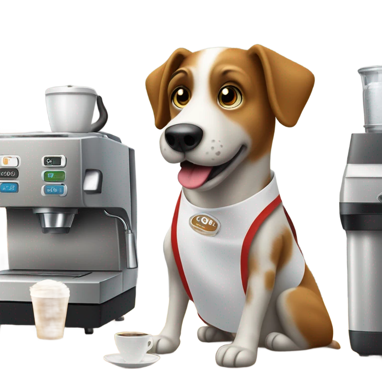 dog working at starbucks emoji