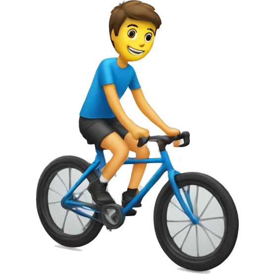 Un garçon sur un vélo qui supporte une équipe emoji