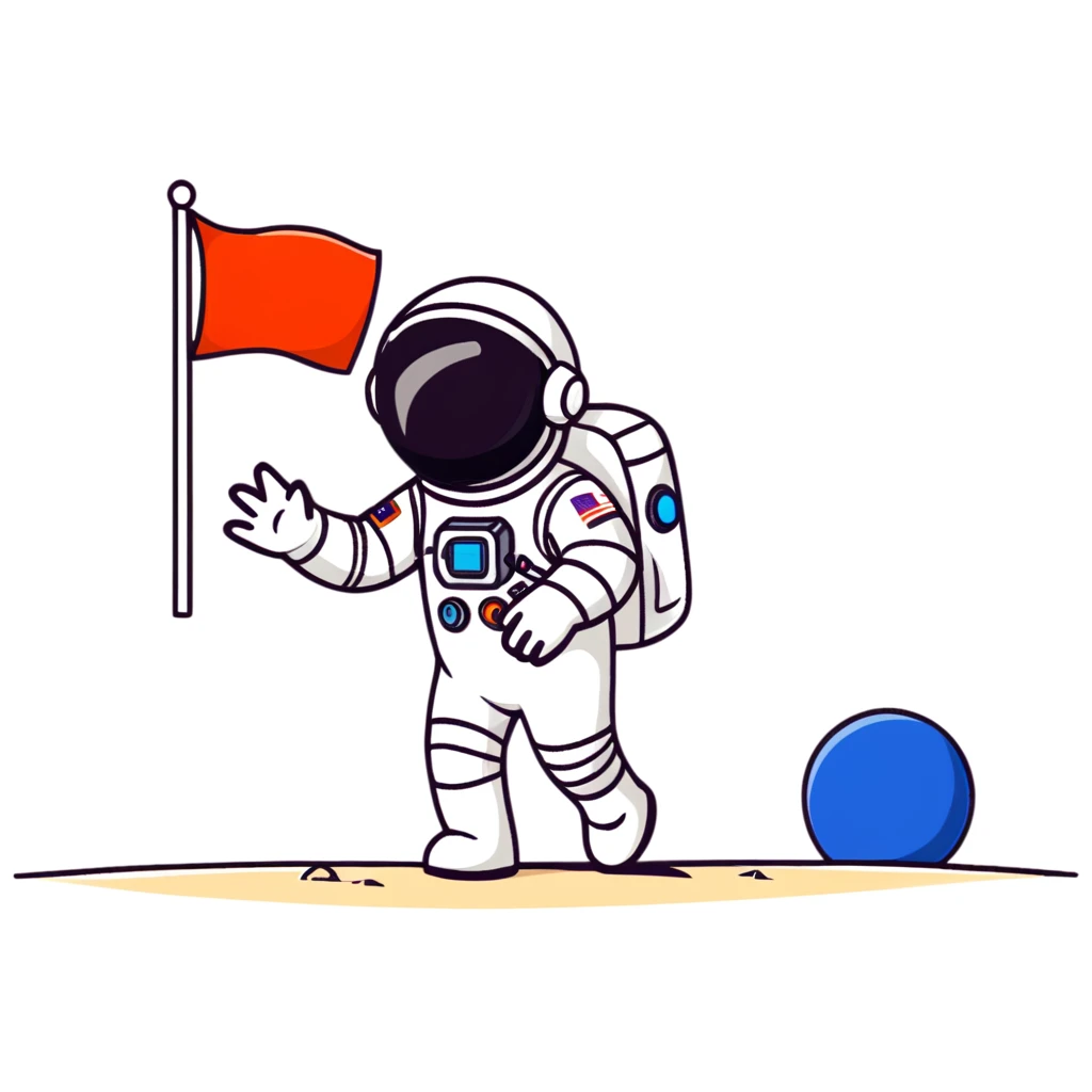 Cosmonaut walking on a planet surface, wearing a spacesuit with Russian flag, light hair and light skin visible through helmet emoji