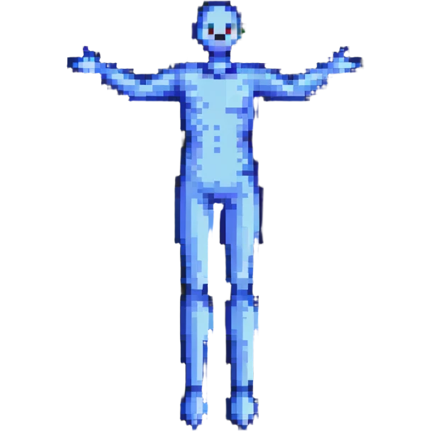 pixel art human figure standing in t-pose emoji