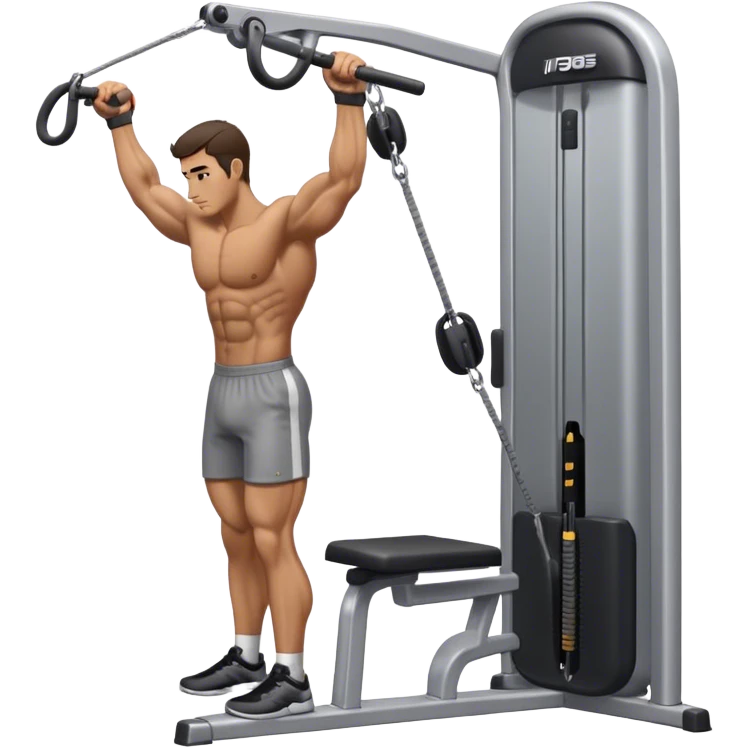 side-view man standing cable-machine tricep-pushdown emoji