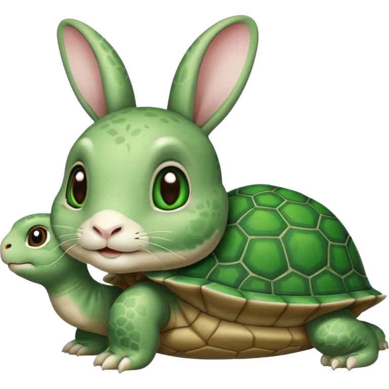  lapin qui a les yeux fermés et la tortu qui mange de la letu emoji