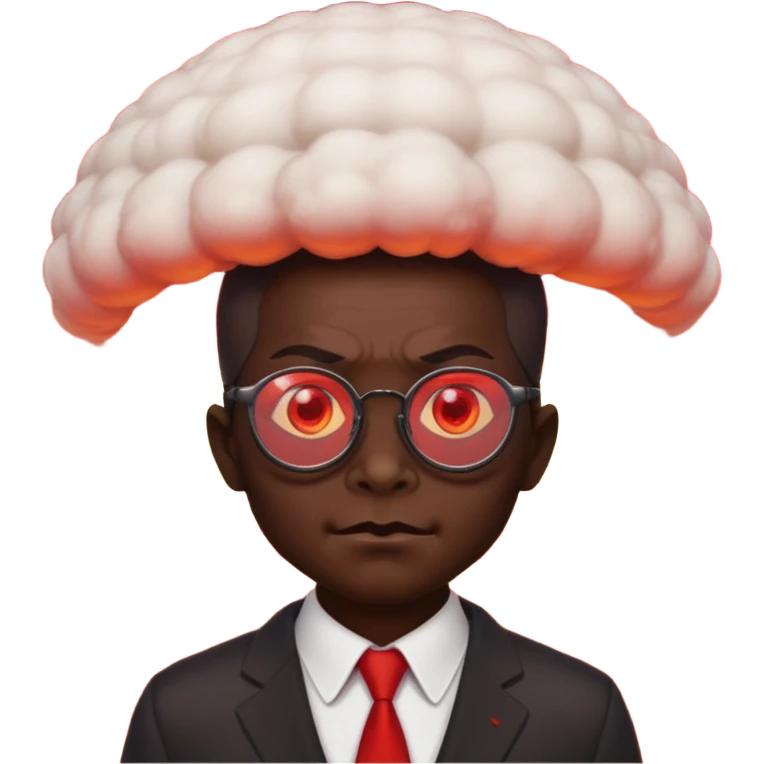 Демон в очках, позади него "ядерный гриб" emoji