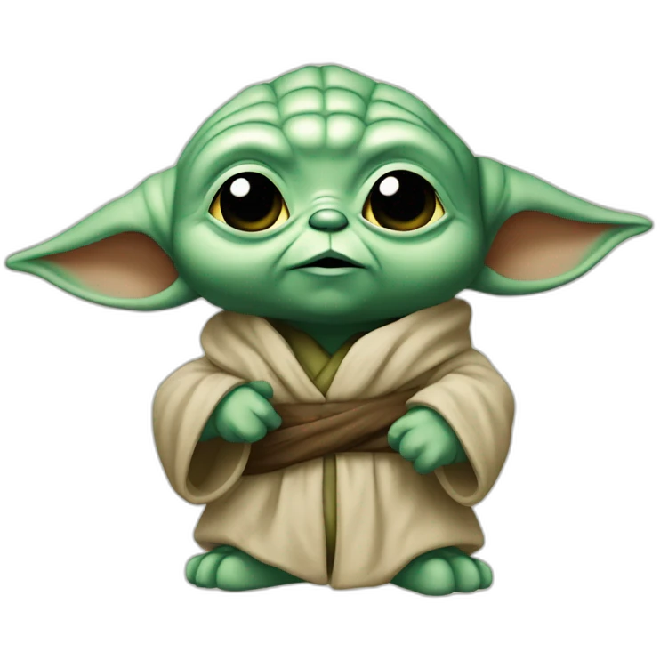 bebe yoda qui boit de l alcool avec carapice emoji