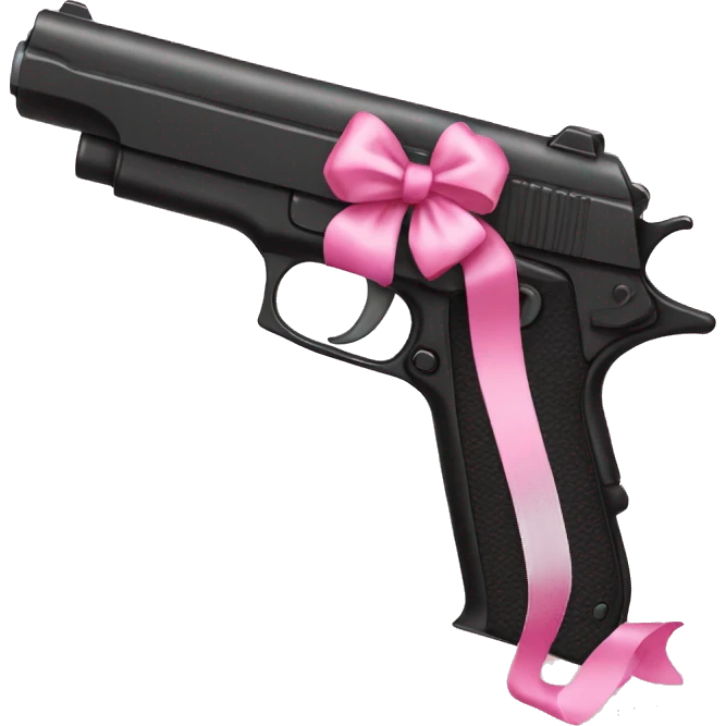 black gun with a pink bow emoji