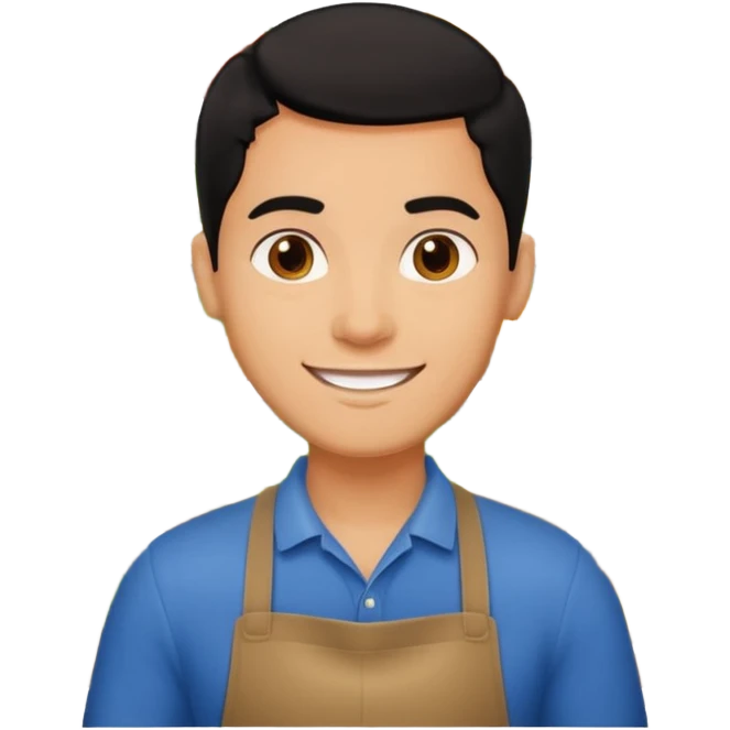 Happy ligth black hair man working in a supermarket emoji