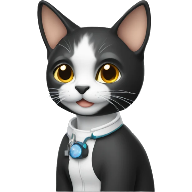 Gato preto cientista emoji