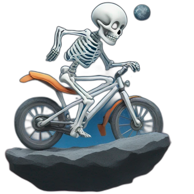 A skeleton riding a rock through space  emoji