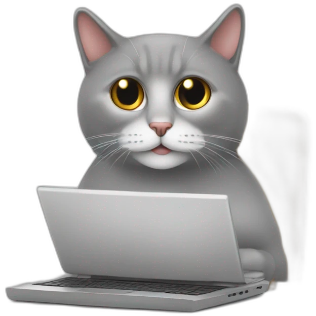 chat capuché en face d'un ordinateur emoji