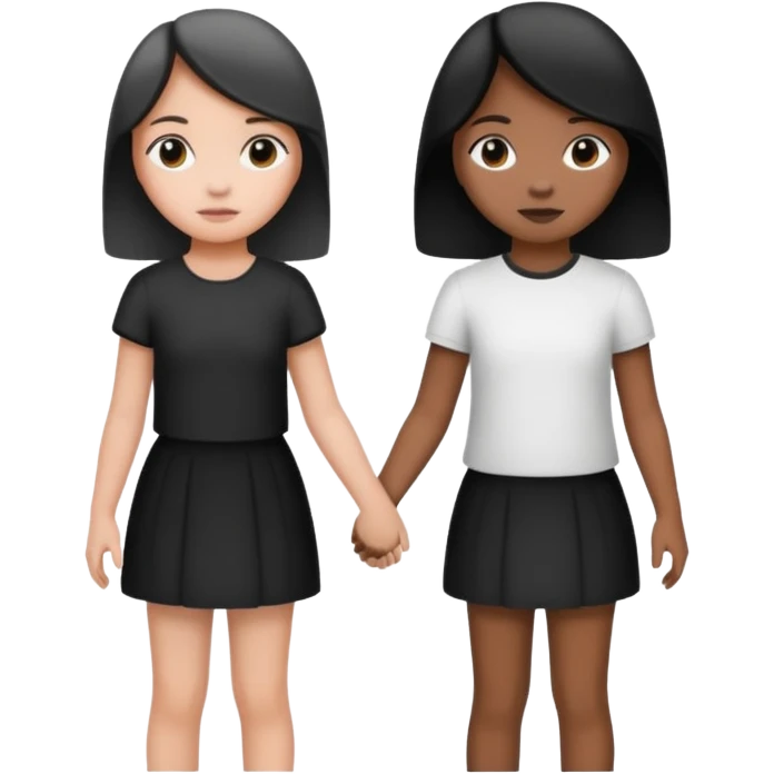 Black and white girl holding hands facing away emoji