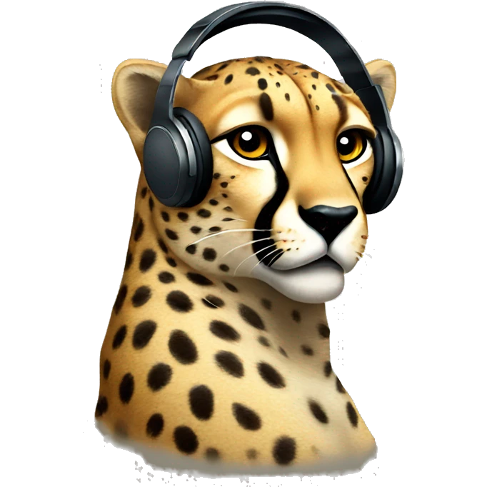 cheetah wearing headphones emoji